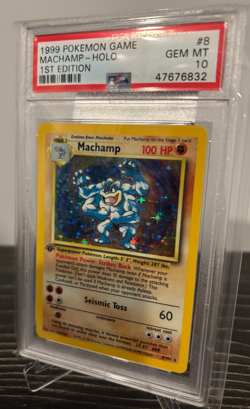 1999 POKEMON BASE SET 1ST EDITION #8 MACHAMP- HOLO PSA 10 - Image 2
