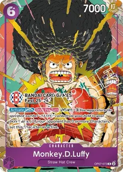 One Piece Card Game Monkey D Luffy OP07-073 Bandai Fest 25-26 Promo Sealed New - Image 1