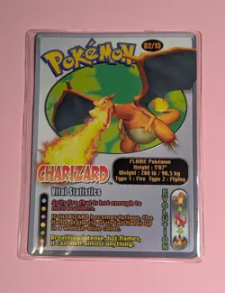 WENDY'S Vital Statistic CHARIZARD Promo POKEMON Laminated 2002 Trading Card 2/15 - Image 1
