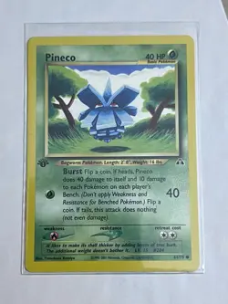1x 1st Edition Pineco 61/75 Neo Discovery Pokemon Card EX - Image 1