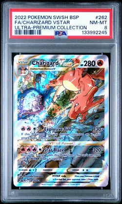 2022 POKEMON SWSH BLACK STAR PROMO #262 FULL ART/CHARIZARD VSTAR PSA 8 - Image 1