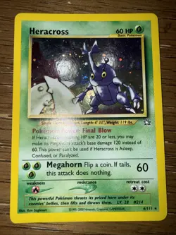 Pokemon TCG Heracross 6/111 Neo Genesis Holo Rare MP - Image 1