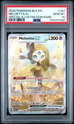 2025 POKEMON BLK EN-BLACK BOLT SPECIAL ILLUSTRATION RARE #167 MELOETTA EX PSA 10 - Image 1