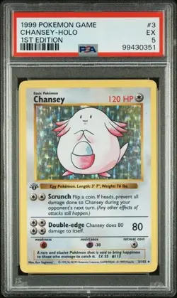 PSA 5 Excellent 1999 POKEMON GAME #3 CHANSEY-HOLO 1ST EDITION - Image 1