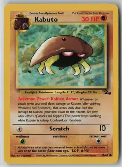 Kabuto 50/62 Pokemon Fossil Common Heavily Played - Image 1