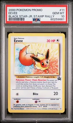 2000 POKEMON PROMO BLACK STAR JR. STAMP RALLY #11 EEVEE PSA 10 - Image 1