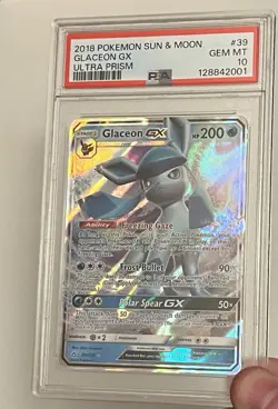2018 POKEMON SUN & MOON ULTRA PRISM 39/156 GLACEON GX PSA 10 - Image 1