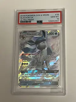 2018 POKEMON SUN & MOON ULTRA PRISM 39/156 GLACEON GX PSA 10 - Image 2