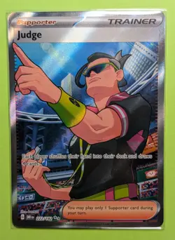 ⭐NM Judge 222/182 Supporter FOIL FULL ART Ultra Rare Destined Rivals Pokemon TCG - Image 1