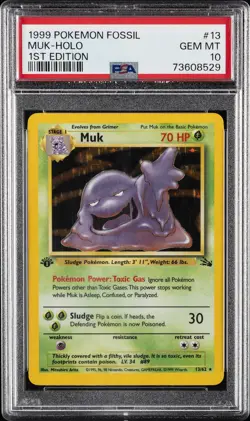 1999 POKEMON FOSSIL 1ST ED #13 MUK-HOLO PSA 10 - Image 1