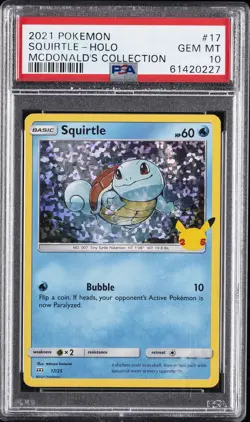 2021 POKEMON MCDONALD'S COLL #17 SQUIRTLE-HOLO PSA 10 - Image 1