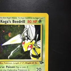 Pokemon Vintage Koga's Beedrill Gym Challenge Unlimited Holo Rare Wotc Swirl - Image 3