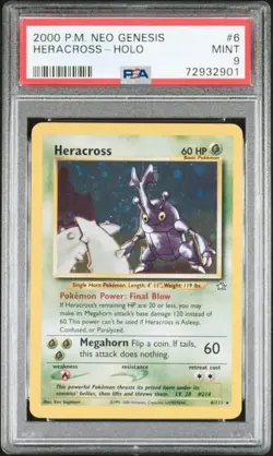Pokemon WOTC 2000 Neo Genesis Heracross Holo Rare #6 PSA 9 Mint - Image 1