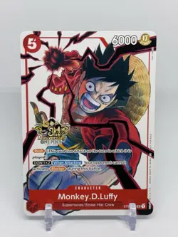Monkey D. Luffy RARE 3RD ANNIVERSARY PROMO ALT ART ST01-012 ONE PIECE NON-FOIL - Image 1