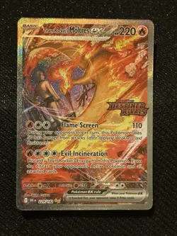 Pokemon TCG Team Rockets Moltres EX Destined Rivals Card 229/182 SIR Stamped - Image 1