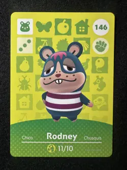 Rodney #146 Animal Crossing Amiibo Card Series 2 Authentic +Tracking# - Image 1