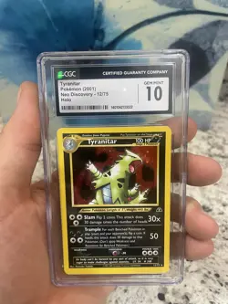 Pokemon TCG Tyranitar Neo Discovery Holo Card 12/75 Unlimited Rare CGC 10 - Image 1