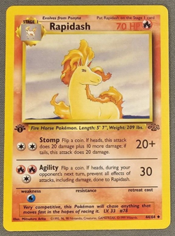 Mint/NM - Rapidash - 44/64 - 1st Edition - Jungle - Pokemon Card - Image 1