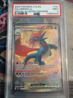2025 POKEMON JTG EN-JOURNEY TOGETHER #187 SALAMENCE EX PSA 9 - Image 1