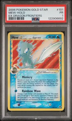 2006 POKEMON EX DRAGON FRONTIERS GOLD STAR #101 MEW-HOLO PSA 1 - Image 1