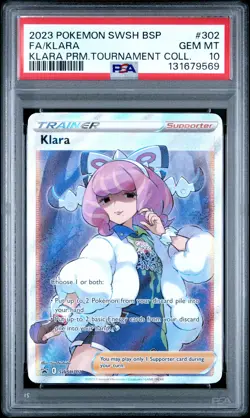 2023 POKEMON SWSH BLACK STAR PROMO #302 FULL ART/KLARA PSA 10 - Image 1