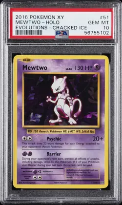 2016 POKEMON XY EVOLUTIONS CRACKED ICE #51 MEWTWO-HOLO PSA 10 - Image 1