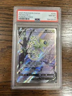 Pokemon TCG Celebi V Alternate Art Fusion Strike 245/264 PSA 8 - Image 1