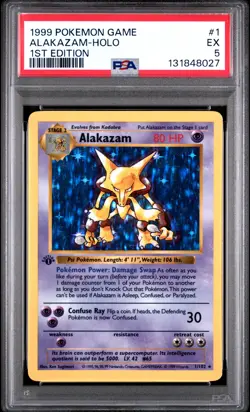 1999 POKEMON BASE SET 1ST EDITION #1 ALAKAZAM-HOLO PSA 5 - Image 1