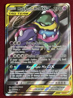 Muk & Alolan Muk GX 197/214 Alternate Art SM Unbroken Bonds Tag Team Pokemon LP - Image 1