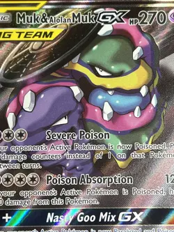Muk & Alolan Muk GX 197/214 Alternate Art SM Unbroken Bonds Tag Team Pokemon LP - Image 2