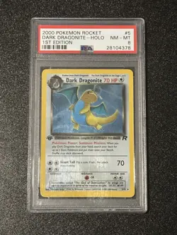 PSA 8 💎 DARK DRAGONITE #5 HOLO FIRST EDITION - 2000 POKEMON TEAM ROCKET WOTC - Image 1