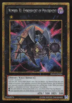 Yu-Gi-Oh TCG #PGLD-EN024 Number 31: Embodiment of Punishment Gold Secret Rare - Image 1