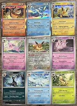 Pokemon TCG Eeveelution COMPLETE 9 CARD SET LOT Collection With Reverse Eevee - Image 1