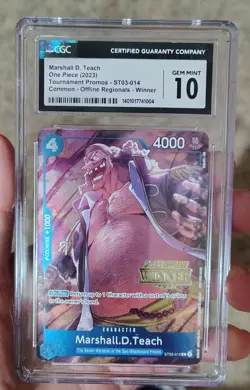 One Piece Marshall D Teach Offline Regional Winner Prize Card CGC 10 NM GEM MINT - Image 1