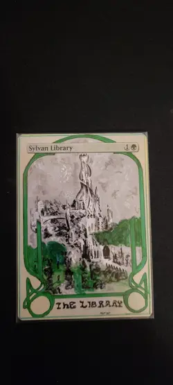 MTG ALTER: Sylvan Library. Artist: Mr. Felt. Full art alter/tarot - Image 1