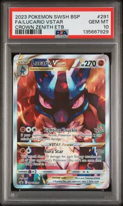 Lucario Vstar Alt Art Promo PSA 10 Pokemon Crown Zenith SWSH291 - Image 1