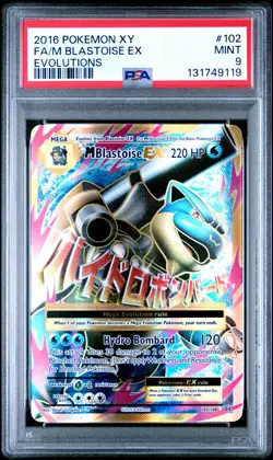 2016 POKEMON XY EVOLUTIONS #102 FULL ART/M BLASTOISE EX PSA 9 - Image 1