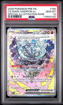 2025 Pokemon Prismatic Evolutions Cornerstone Mask Ogerpon EX #160 PSA 10 MINT - Image 1