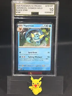 Vaporeon Cosmos Holo 2025 Pokemon SV Promo Black Star #168 AGS 10 Gem Mint - Image 1