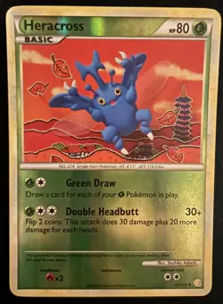 LP - Heracross 43/123 Reverse Holo - HeartGold SoulSilver - Pokemon TCG - Image 1