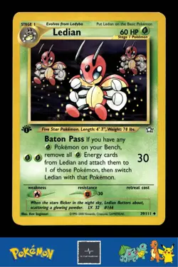 2000 Pokemon WotC Neo Genesis 39/111 Ledian (Sugimori) 1st Ed - Image 1