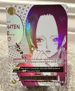 You'll Frighten Me.. (Alternate Art) OP14-118 The Azure Sea's Seven Foil English - Image 1