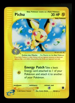 #4 Pichu 58/165 Expedition 2002 Reverse Holo E-Series Vintage Pokemon Card TCG - Image 1