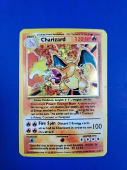 CARD CHARIZARD 4/102 - 1ST EDITION BASE SET CUSTOM REPLICA ART POKEMON HOLO-FOIL - Image 1