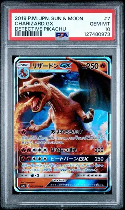 2019 Pokemon Sun & Moon Detective Pikachu #7 Charizard GX PSA 10 Gem Mint Card - Image 1