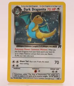 Team Rocket's Dark Dragonite 5/82 Rare Holo Pokemon TCG Card - One Swirl - Image 1