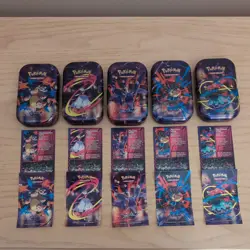 Pokemon Mega Evolution Mini Tin Full Art Set - Tins, Info Cards, & Stickers Only - Image 1