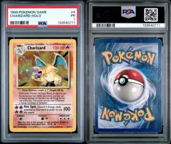 1999 POKEMON BASE SET UNLIMITED #4 CHARIZARD-HOLO PSA 1 - Image 3