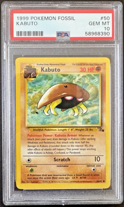 1999 Pokemon Fossil Kabuto 50/62 PSA 10 Gem Mint - Image 1