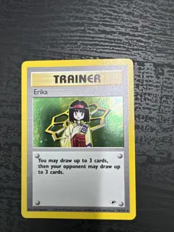 Pokemon TCG Erika Trainer Card 16/132 Holo Rare Gym Heroes Unlimited Light Play - Image 1